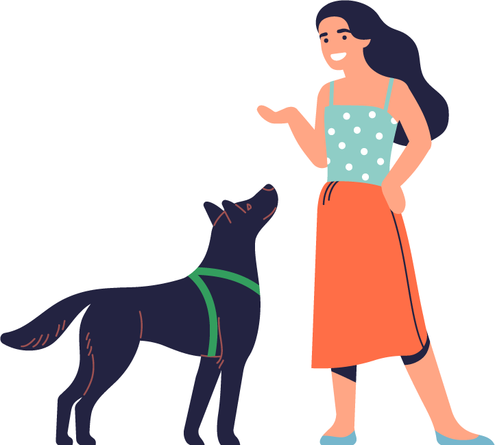 犬と対話する人のイラスト